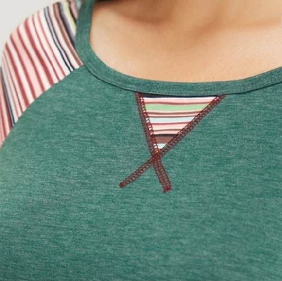 BloomChic Super Soft Essentials Striped Contrast Raglan Sleeve T-shirt 14-16 - Picture 11 of 13